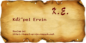 Kápel Ervin névjegykártya